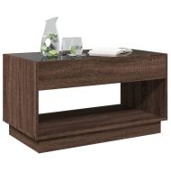 Маса за кафе с Infinity LED, кафяв дъб, 90x50x50 см