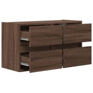 Стенен ТВ шкаф с LED осветление, кафяв дъб, 80x31x45 см