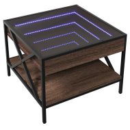 Маса за кафе с Infinity LED, кафяв дъб, 50x50x38 см
