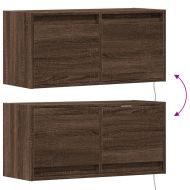 Стенен ТВ шкаф с LED осветление, кафяв дъб, 80x31x38 см