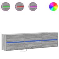 Стенен ТВ шкаф с LED, сив сонома, 180x31x45 см