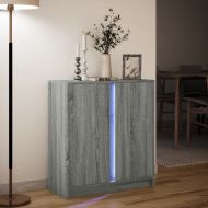Сайдборд с LED, сив сонома, 77x34x85 см, инженерно дърво