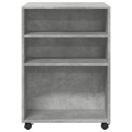 Странична маса с колела бетонно сив 55x60x78 см инженерно дърво