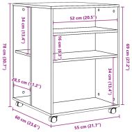 Странична маса с колела бетонно сив 55x60x78 см инженерно дърво
