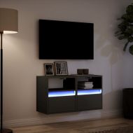 Стенни ТВ шкафове с LED осветление, 2 бр, черни, 41x31x45 см