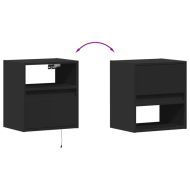Стенни ТВ шкафове с LED осветление, 2 бр, черни, 41x31x45 см