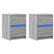 Нощни шкафчета с LED, 2 бр, сив сонома, инженерна дървесина