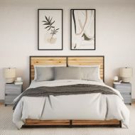 Нощни шкафчета с LED, 2 бр, сив сонома, инженерна дървесина