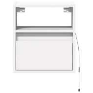 Стенни ТВ шкафове с LED осветление, 2 бр, бели, 41x31x45 см