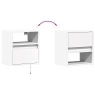 Стенни ТВ шкафове с LED осветление, 2 бр, бели, 41x31x45 см