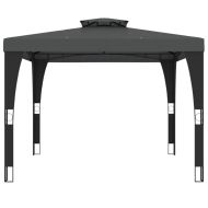 Беседка с двоен покрив, антрацит, 2,98x2,98 м, стомана
