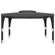 Беседка с двоен покрив, антрацит, 3,98x2,98 м, стомана