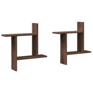 Стенни рафтове, 2 бр, кафяв дъб, 50x12x50 см, инженерно дърво