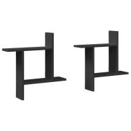 Стенни рафтове, 2 бр, черни, 50x12x50 см, инженерно дърво