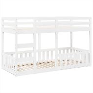 Двуетажно легло, бяло, 80x200 см, борово дърво масив