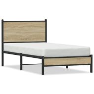 Метална рамка за легло, без матрак, сонома дъб, 75x190 см