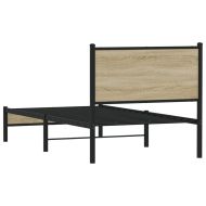Метална рамка за легло, без матрак, сонома дъб, 75x190 см