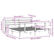 Рамка за легло без матрак, бял, 200x200 см, бор масив