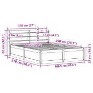 Рамка за легло с табла, восъчнокафяв, 160x200 см, бор масив