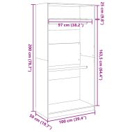 Гардероб, кафяв дъб, 100x50x200 см, инженерно дърво