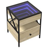 Маса за кафе с Infinity LED, сонома дъб, 40x40x51 см