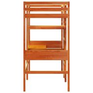 Рамка за високо легло с бюро и рафтове 90x200 см бор масив