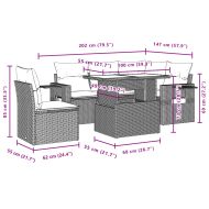 Градински комплект с възглавници, 6 части, светлосив полиратан