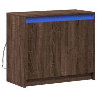 Сайдборд с LED, кафяв дъб, 72x34x61 см, инженерно дърво