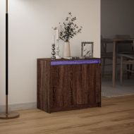 Сайдборд с LED, кафяв дъб, 72x34x61 см, инженерно дърво