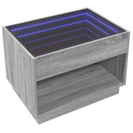 Маса за кафе с Infinity LED, сив сонома, 70x50x50 см
