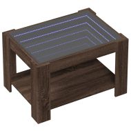 Маса за кафе с LED, кафяв дъб, 73x53x45 см, инженерно дърво