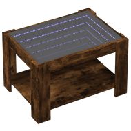 Маса за кафе с LED, опушен дъб, 73x53x45 см, инженерно дърво