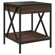 Маса за кафе с Infinity LED, кафяв дъб, 40x40x49 см