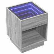 Маса за кафе с Infinity LED, сив сонома, 40x40x50 см