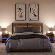 Нощни шкафчета с LED, 2 бр, Опушен дъб, инженерно дърво