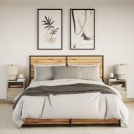 Нощни шкафчета за стена с LED осветление, 2 бр, сонома дъб