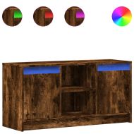 ТВ шкаф с LED, опушен дъб, 100x34x50 см, инженерно дърво
