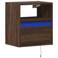 Стенен ТВ шкаф с LED осветление, кафяв дъб, 41x31x45 см