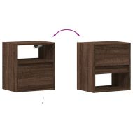 Стенен ТВ шкаф с LED осветление, кафяв дъб, 41x31x45 см