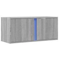 Стенен ТВ шкаф с LED осветление, сив сонома, 80x31x35 см