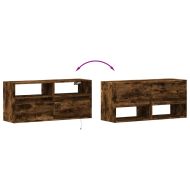 Стенен ТВ шкаф с LED осветление, опушен дъб, 100x31x45 см