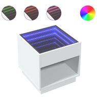 Нощна масичка с Infinity LED бяла 50x50x50 см
