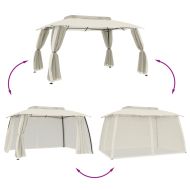 Шатра двоен покрив и мрежести стени кремав 3,93x2,93 м стомана