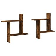 Стенни рафтове, 2 бр, опушен дъб, 50x12x50 см, инженерно дърво