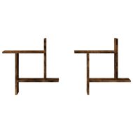 Стенни рафтове, 2 бр, опушен дъб, 50x12x50 см, инженерно дърво