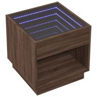 Нощна масичка с Infinity LED, кафяв дъб, 50x50x50 см