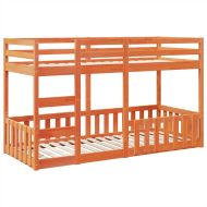 Двуетажно легло, восъчнокафяво, 80x200 см, борово дърво масив