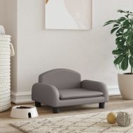 Кучешко легло, сиво, 50x40x30 см, изкуствена кожа