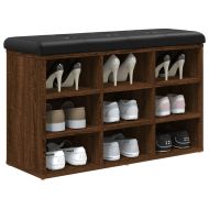 Пейка за обувки, кафяв дъб, 82x32x50 см, инженерно дърво