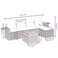 Градински диван с възглавници 6 части бежов микс полиратан